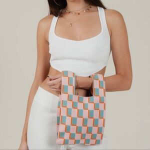 Knit Multicolor Checkered Women's Bag